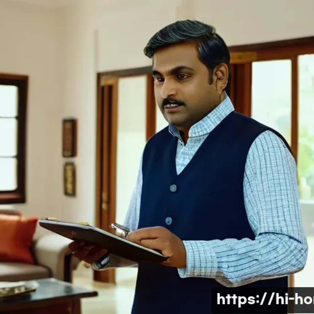 주택관리사 급여 평균 및 실태 - A professional Indian house manager in his early career, dressed neatly in formal casual attire, man...