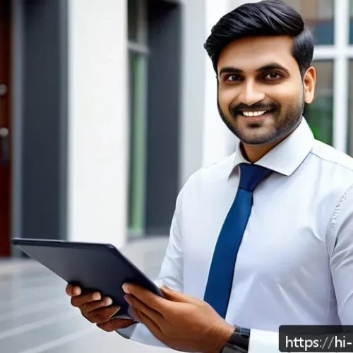 Home 32 주택관리사와 공동주택 관리 차이 - A professional Indian residential property manager in a modern urban apartment setting, dressed in f...